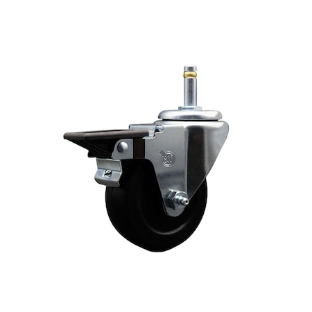 Service Caster 3.5'' Hard Rubber Wheel Swivel 7/16'' Grip Ring Stem Caster with Brake SCC-GR20S3514-HRS-PLB-716138